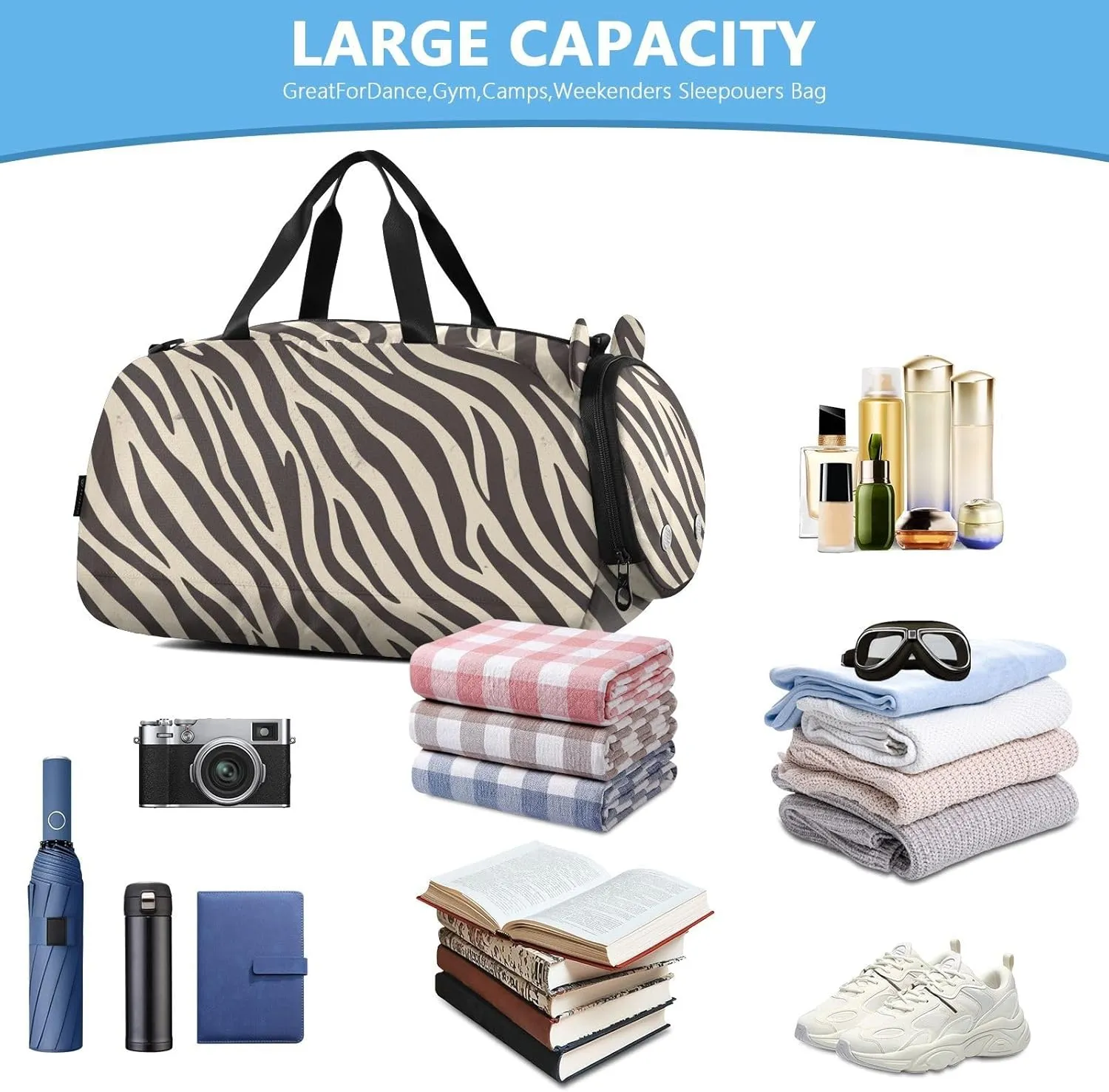 Cross Body Purse with Shoes Compartment Fashion Handbags for For Hiking Traveling