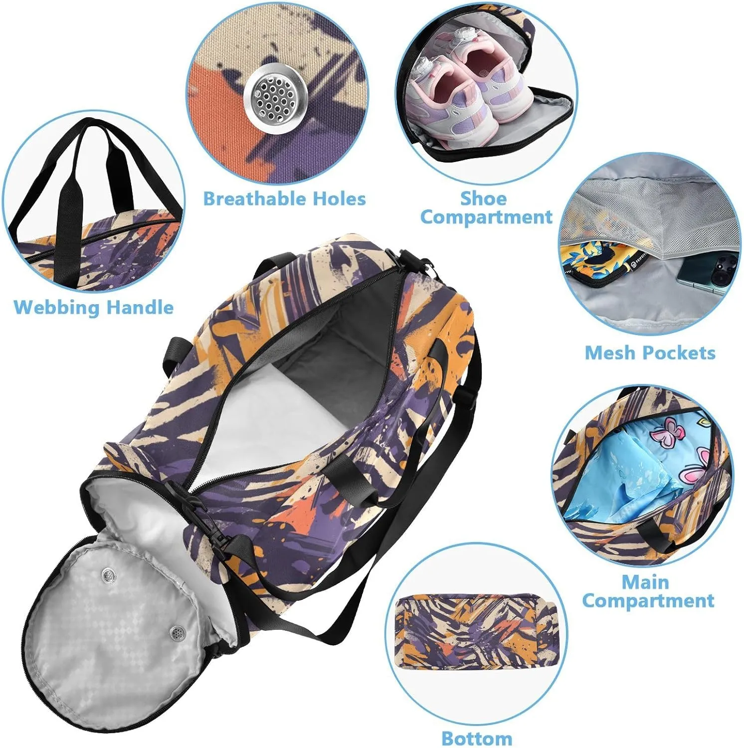 Cross Body Purse with Shoes Compartment Fashion Handbags for For Hiking Traveling