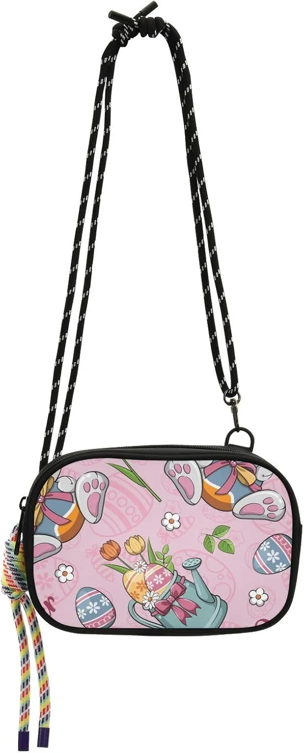 Crossbody Bag Cute Bunny Rabbit and Easter Eggs Cell Phone Purse Wallet with Credit Card Slots Multicolor Handbag with Adjustable Strap Fits Phone Keys And More