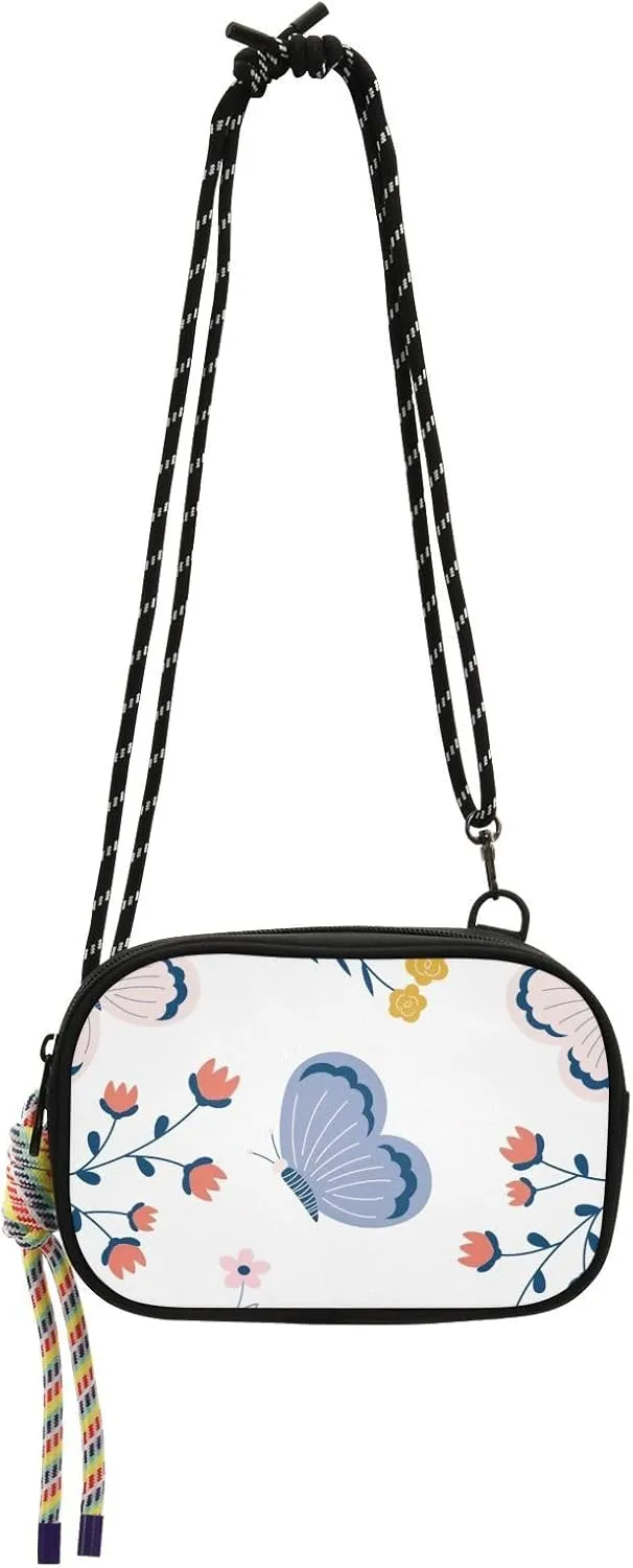 Crossbody Bag Cute Butterflies and Flowers Cell Phone Purse Wallet with Credit Card Slots Multicolor Handbag with Adjustable Strap Fits Phone Keys And More