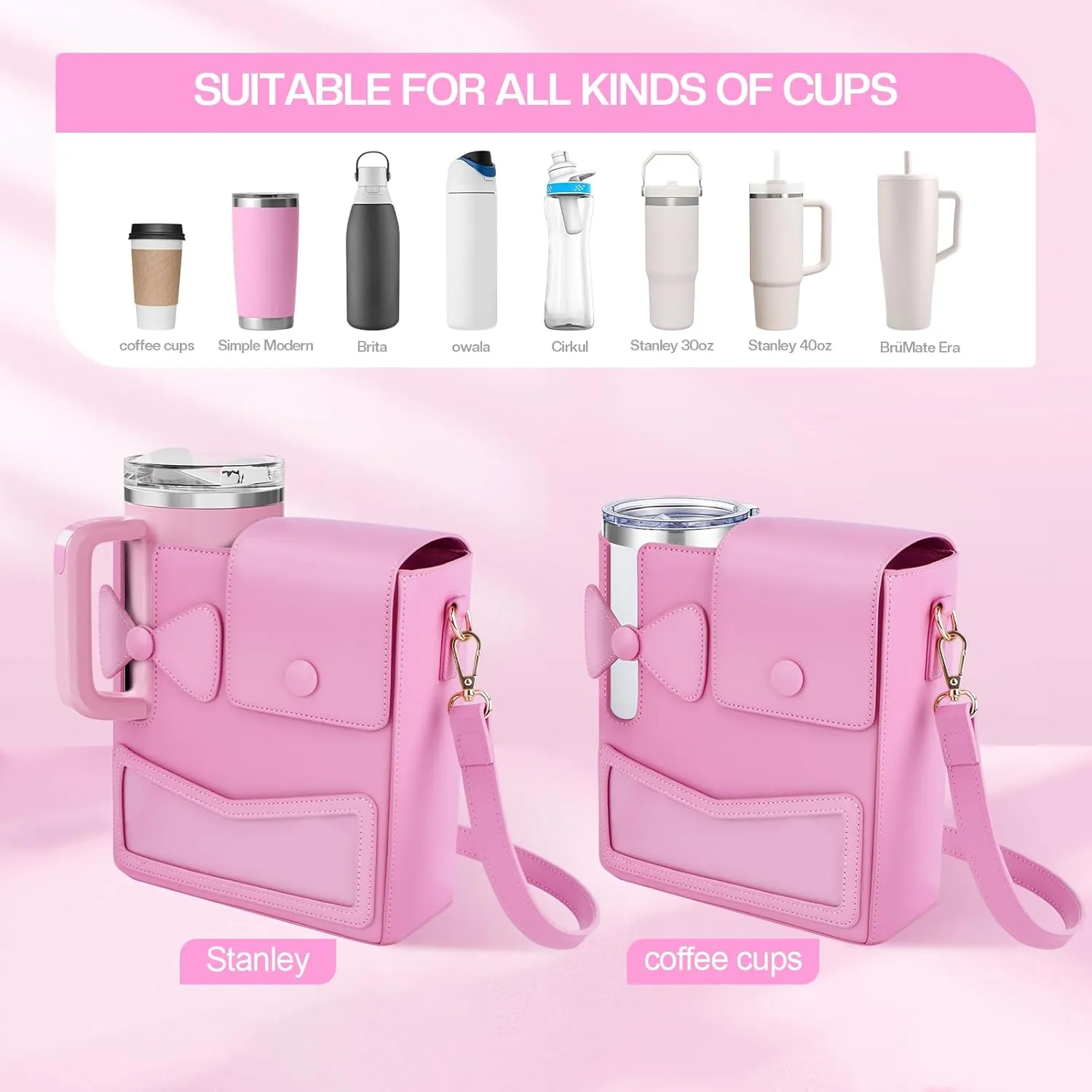 Crossbody Bag for Stanley Cup Purse, Outdoor Portable Water Bottle Holder with Adjustable Shoulder Strap