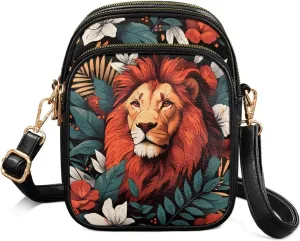 Crossbody Bag for Women Folk Skulls Travel PU Leather Shoulder Bag, Cats Dogs Pattern Small Cell Phone Purse Pouch
