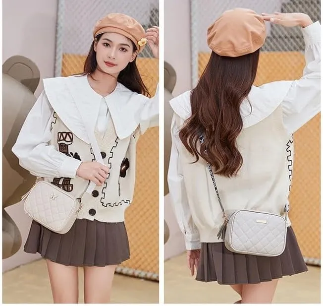 Crossbody Bag for Women Girls Lightweight Purse with Zipper and Tassel PU Leather Shoulder Bag