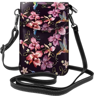 Crossbody Bag For Women,Hummingbirds,Leather Pouch Travel Cell Phone Shoulder Wallet Bag Small Bag with Credit Card Slots