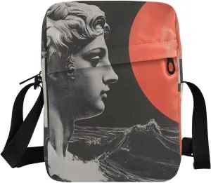 Crossbody Bag Purse Surreal Statue Print for Women Men, Small Shoulder Pouch with Adjustable Strap 6.6×2.5×9.4 IN
