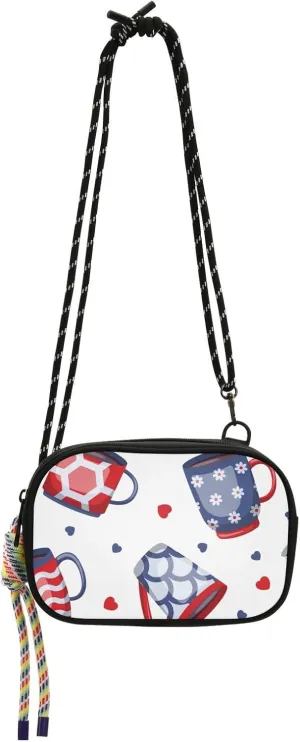 Crossbody Bag Red and Blue Coffee and Tea Cups Cell Phone Purse Wallet with Credit Card Slots Multicolor Handbag with Adjustable Strap Fits Phone Keys And More