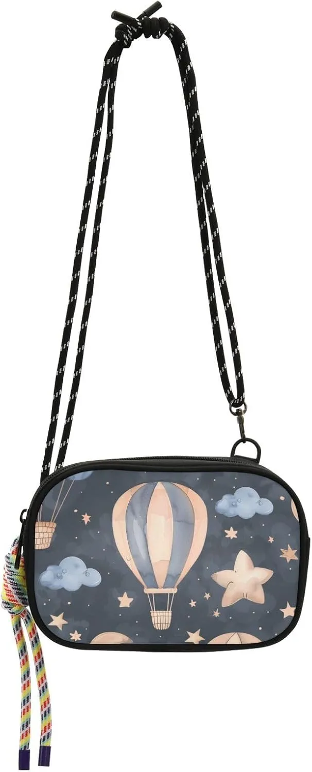 Crossbody Bag Stars Hot Air Balloons Cell Phone Purse Wallet with Credit Card Slots Multicolor Handbag with Adjustable Strap Fits Phone Keys And More