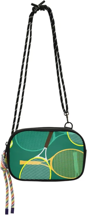 Crossbody Bag Tennis Rackets Balls Cell Phone Purse Wallet with Credit Card Slots Multicolor Handbag with Adjustable Strap Fits Phone Keys And More
