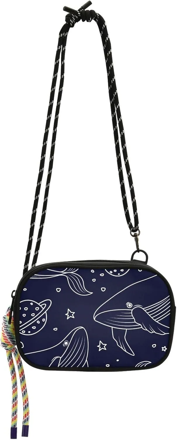 Crossbody Bag Whales in Open Space Cell Phone Purse Wallet with Credit Card Slots Multicolor Handbag with Adjustable Strap Fits Phone Keys And More