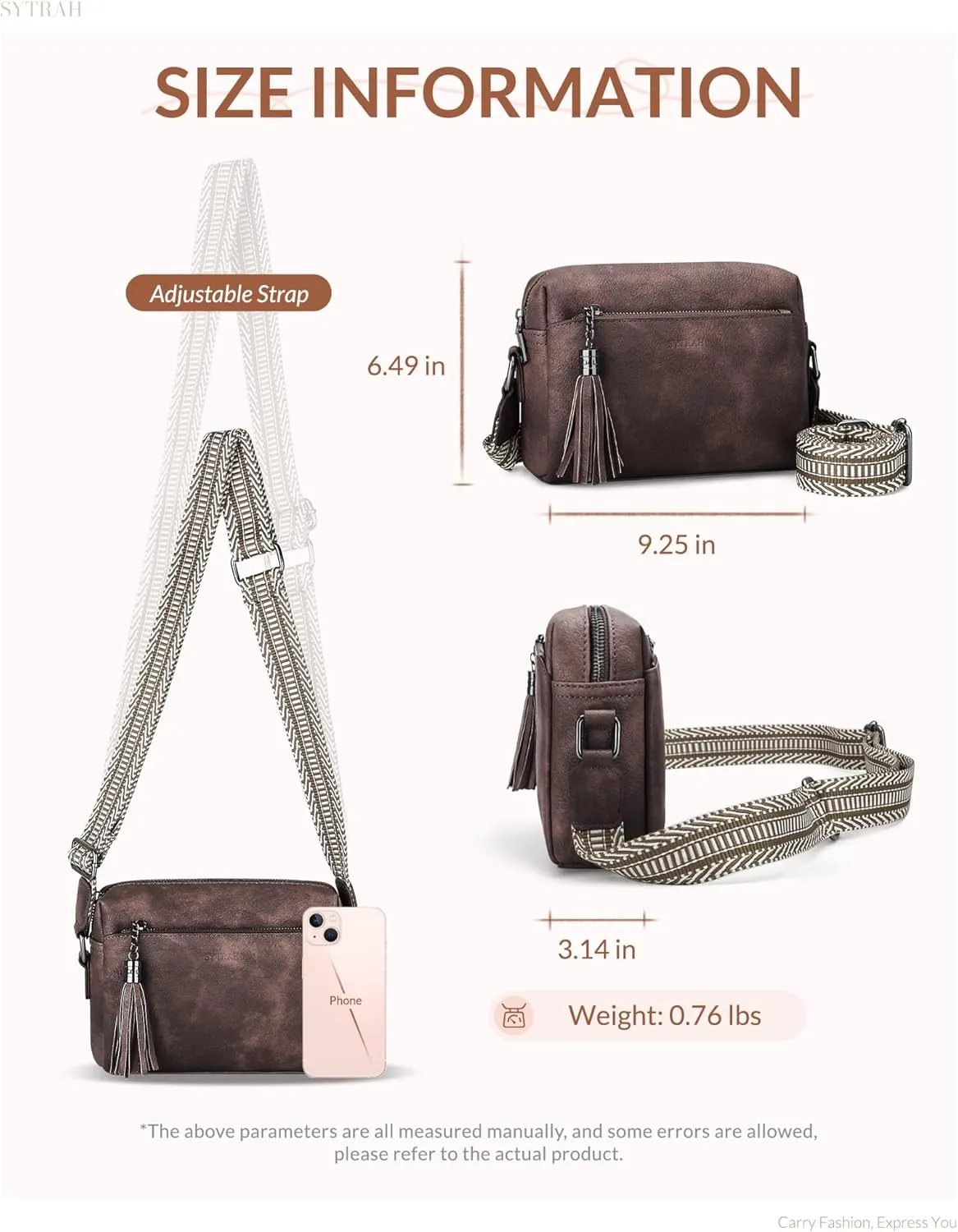 Crossbody Bags for Women, Crossbody Purse Soft Leather Purses for Women Shoulder Handbags with Tassel