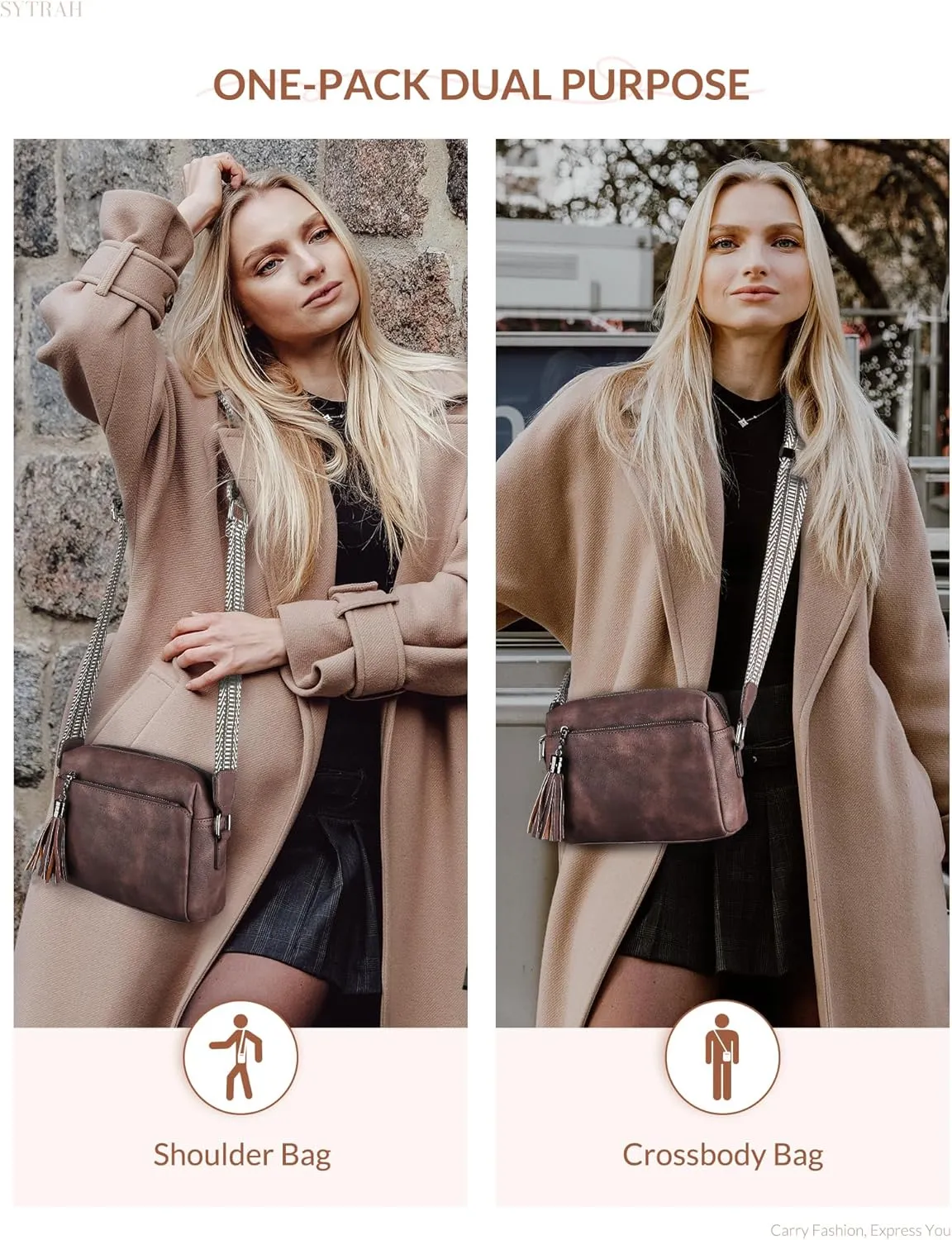 Crossbody Bags for Women, Crossbody Purse Soft Leather Purses for Women Shoulder Handbags with Tassel