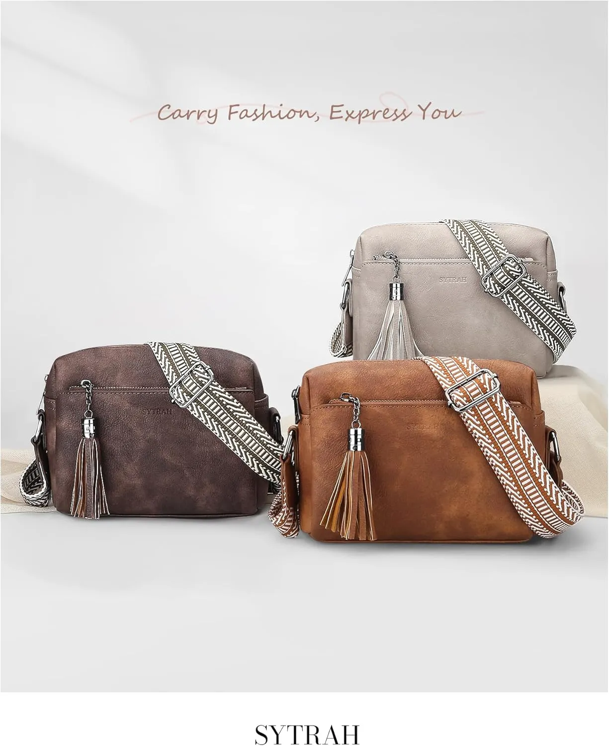 Crossbody Bags for Women, Crossbody Purse Soft Leather Purses for Women Shoulder Handbags with Tassel