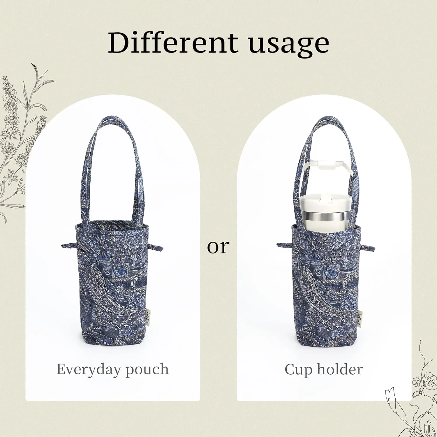 Crossbody Bags for Women, Lightweight and Foldable Bucket Bag, Water Bottle Holder Fit for Stanley Cup or Daily Use