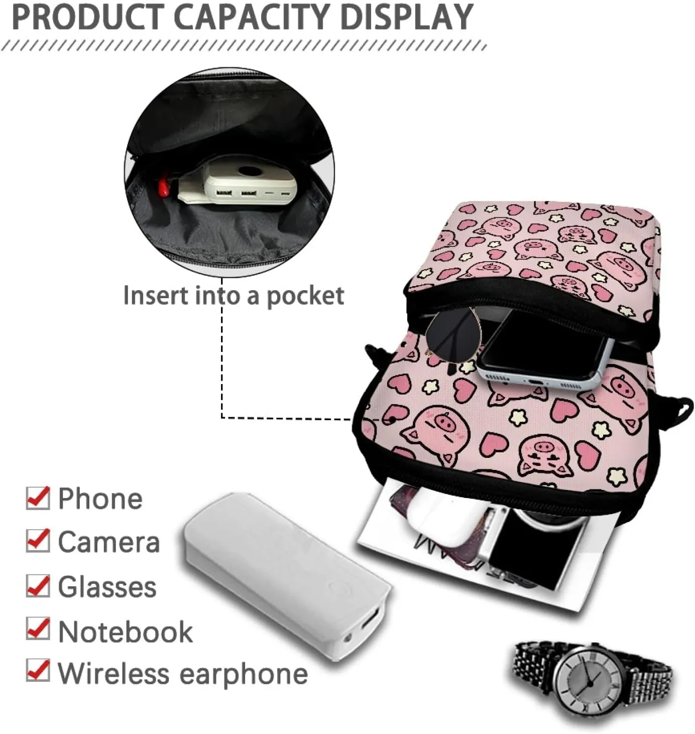 Crossbody Bags for Women Men Trendy with Zipper Sling Purse Phone Holder Messenger Bag Small Shoulder Bag