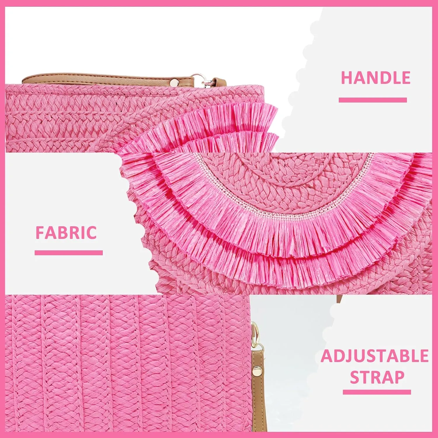Crossbody Bags for Women, Straw Clutch Purses, Bohemian Handmade Woven Envelope Package, Tassel Handbags for Women