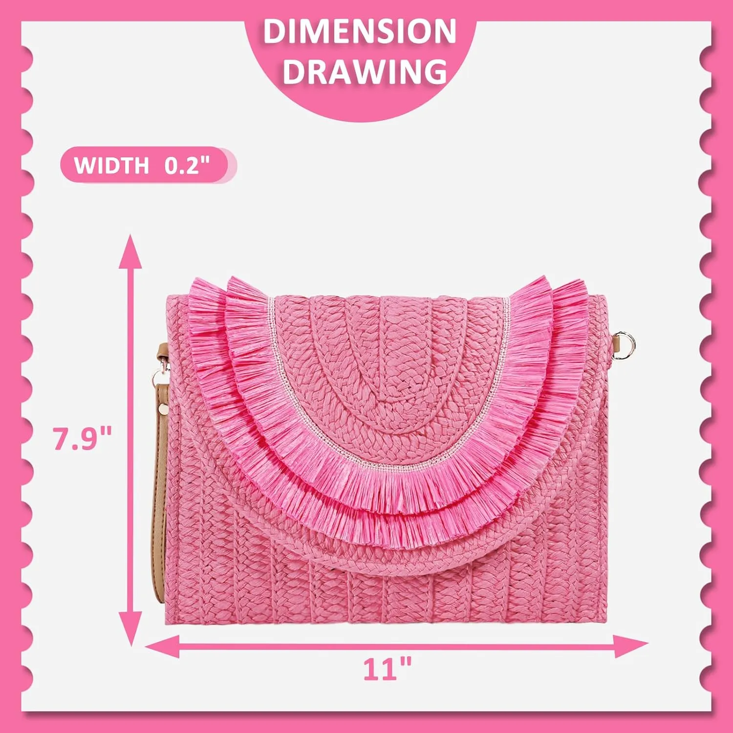 Crossbody Bags for Women, Straw Clutch Purses, Bohemian Handmade Woven Envelope Package, Tassel Handbags for Women