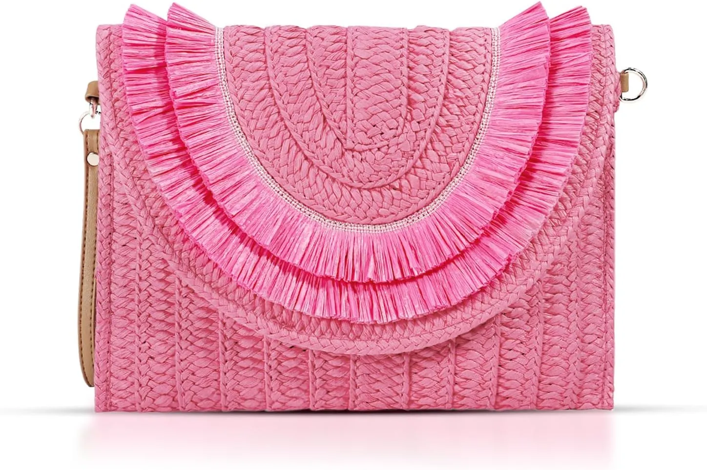 Crossbody Bags for Women, Straw Clutch Purses, Bohemian Handmade Woven Envelope Package, Tassel Handbags for Women