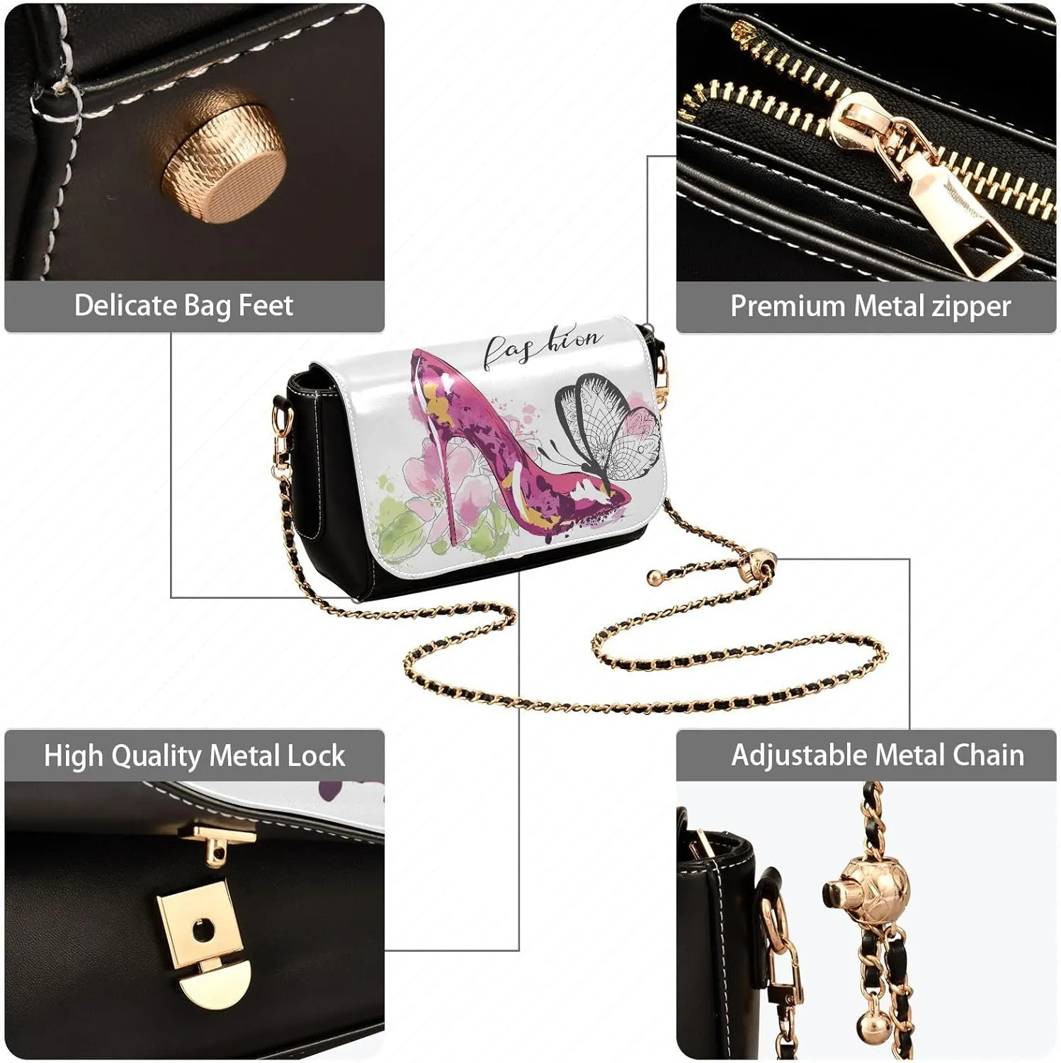 Crossbody Bags for Women Trendy Women's Black Shoulder Bag Small PU Leather Flap Cross Body Bag Handbags