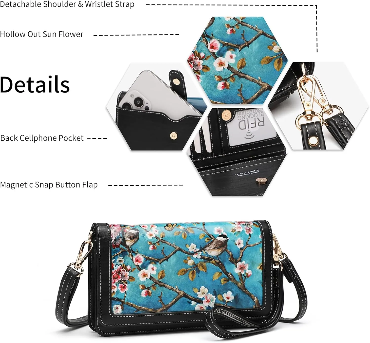 Crossbody Bags For Women Wristlet Wallet Phone Purse Shoulder handbags Multi-Function Small RFID Clutch Card Holder…