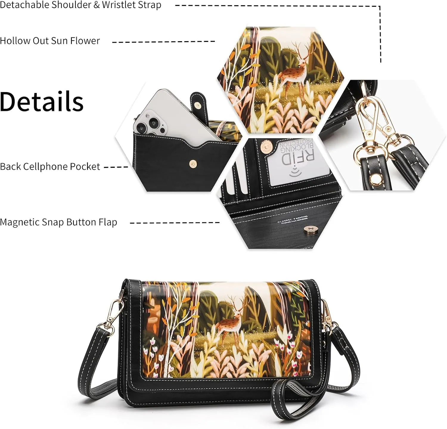 Crossbody Bags For Women Wristlet Wallet Phone Purse Shoulder handbags Multi-Function Small RFID Clutch Card Holder…