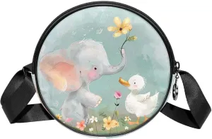 Crossbody Bags for Women,Crossbody Bag Men,Small Sling Bag,Flower Bush Rabbit and Elephant,Crossbody Purse