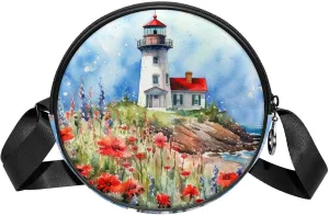 Crossbody Bags for Women,Crossbody Bag Men,Small Sling Bag,Flower Bush Summer Lighthouse,Crossbody Purse