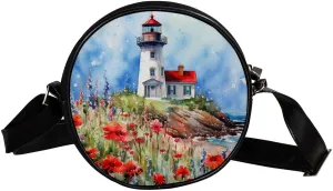 Crossbody Bags for Women,Crossbody Bag Men,Small Sling Bag,Flower Bush Summer Lighthouse,Crossbody Purse