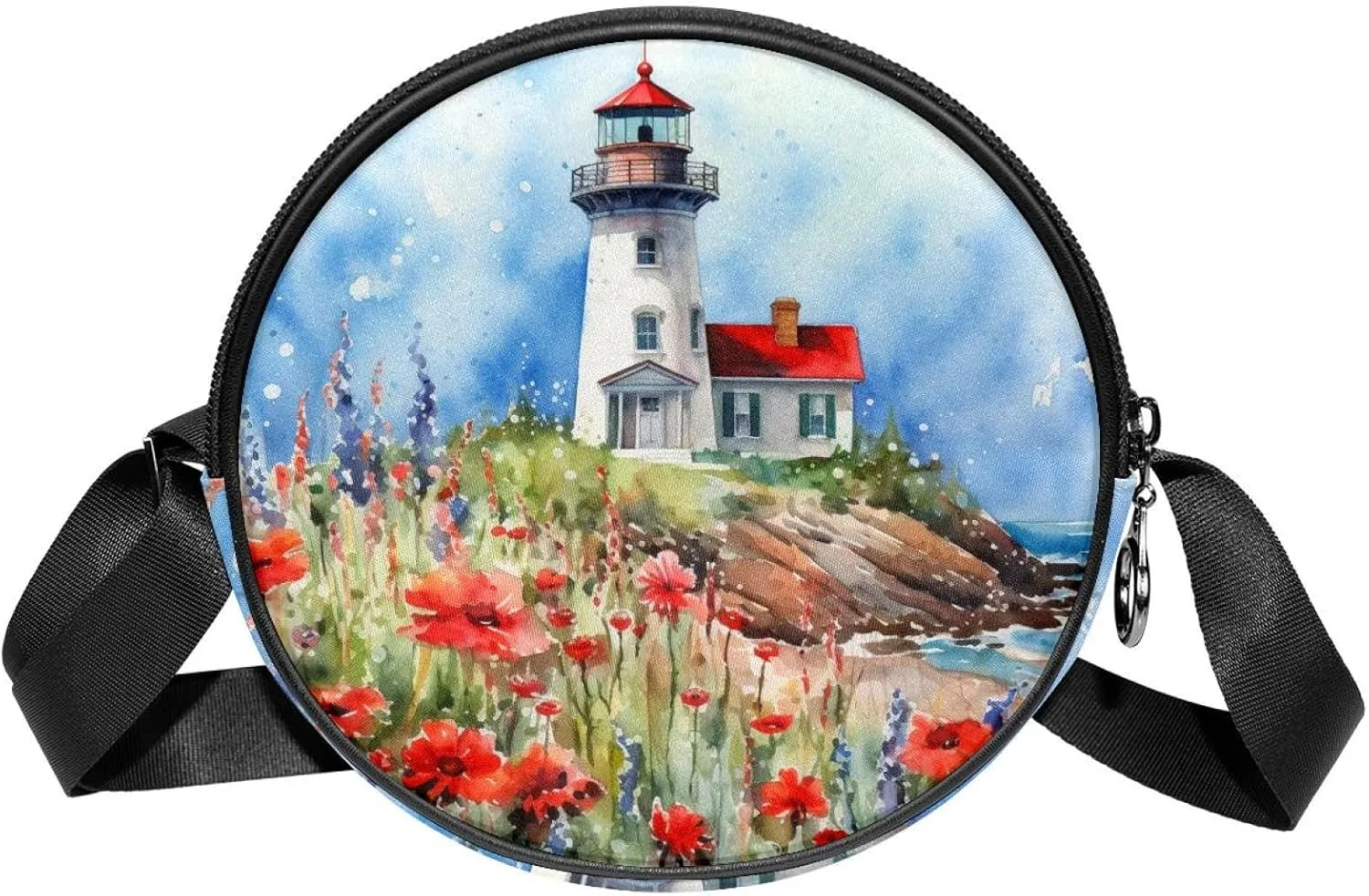 Crossbody Bags for Women,Crossbody Bag Men,Small Sling Bag,Flower Bush Summer Lighthouse,Crossbody Purse