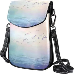 Crossbody Bags for Women,Crossbody Bag Men,Small Sling Bag,White Seagull Clouds Ocean,Crossbody Purse