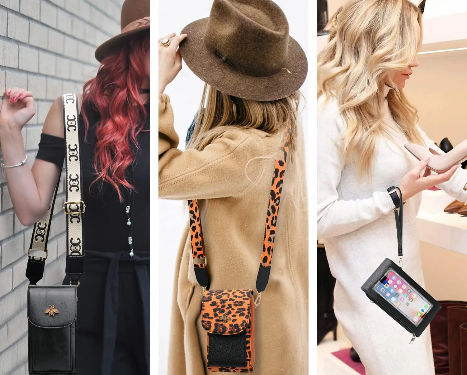 CrossBody Bags with Touchscreen Cell Phone Purse Window Zipper Pocket,RFID Blocking Card Holder iPhone bag for Women