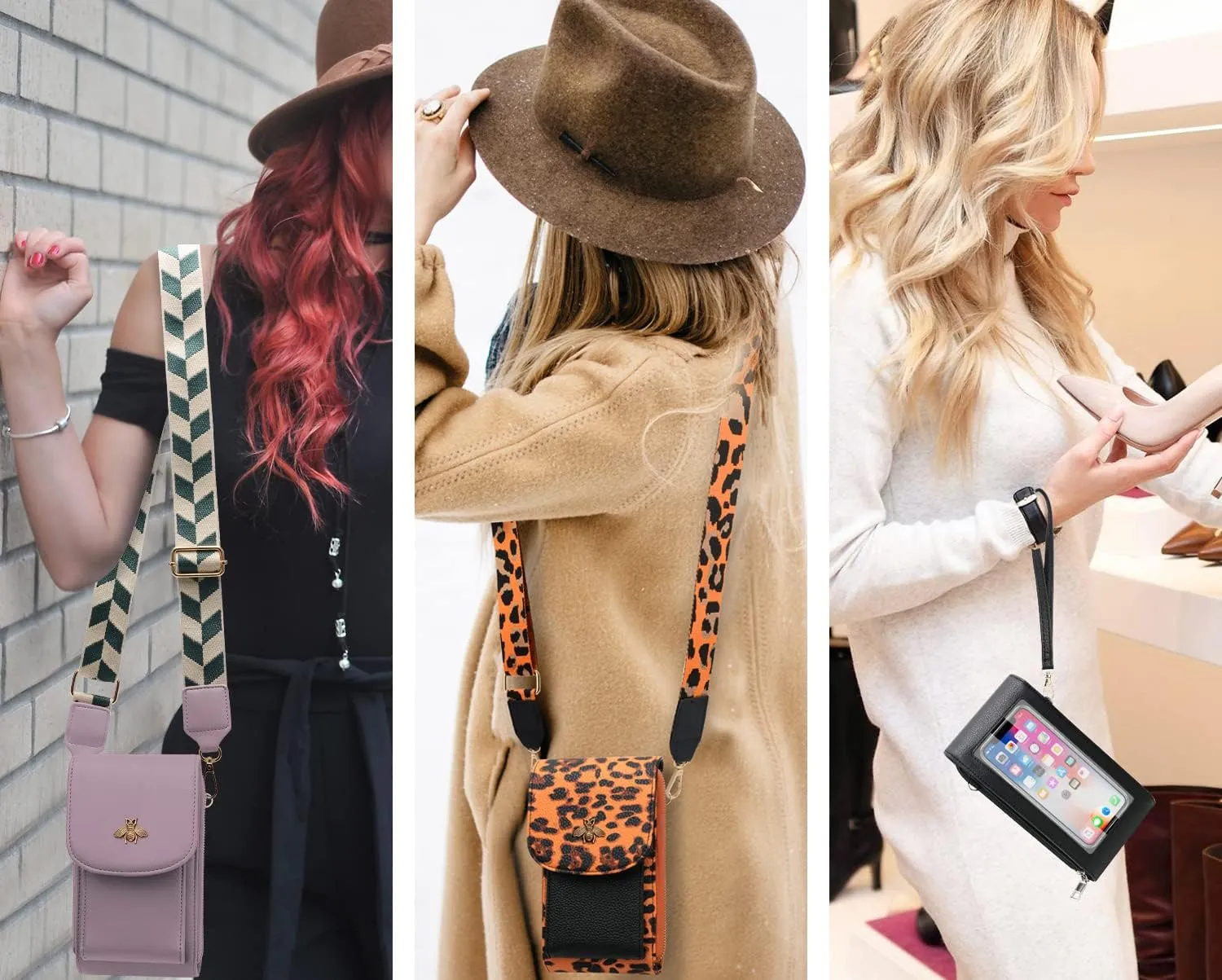 CrossBody Bags with Touchscreen Cell Phone Purse Window Zipper Pocket,RFID Blocking Card Holder iPhone bag for Women