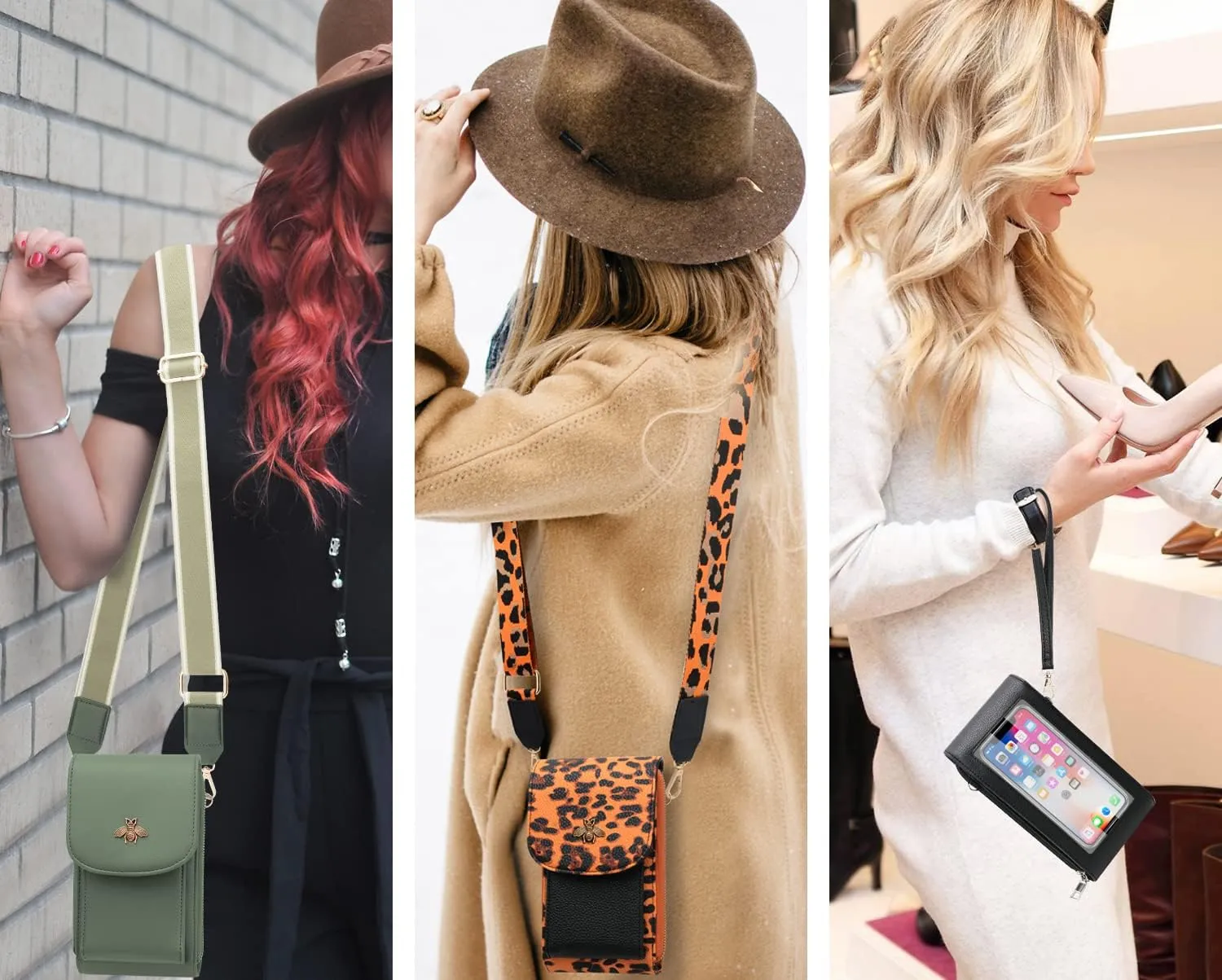 CrossBody Bags with Touchscreen Cell Phone Purse Window Zipper Pocket,RFID Blocking Card Holder iPhone bag for Women