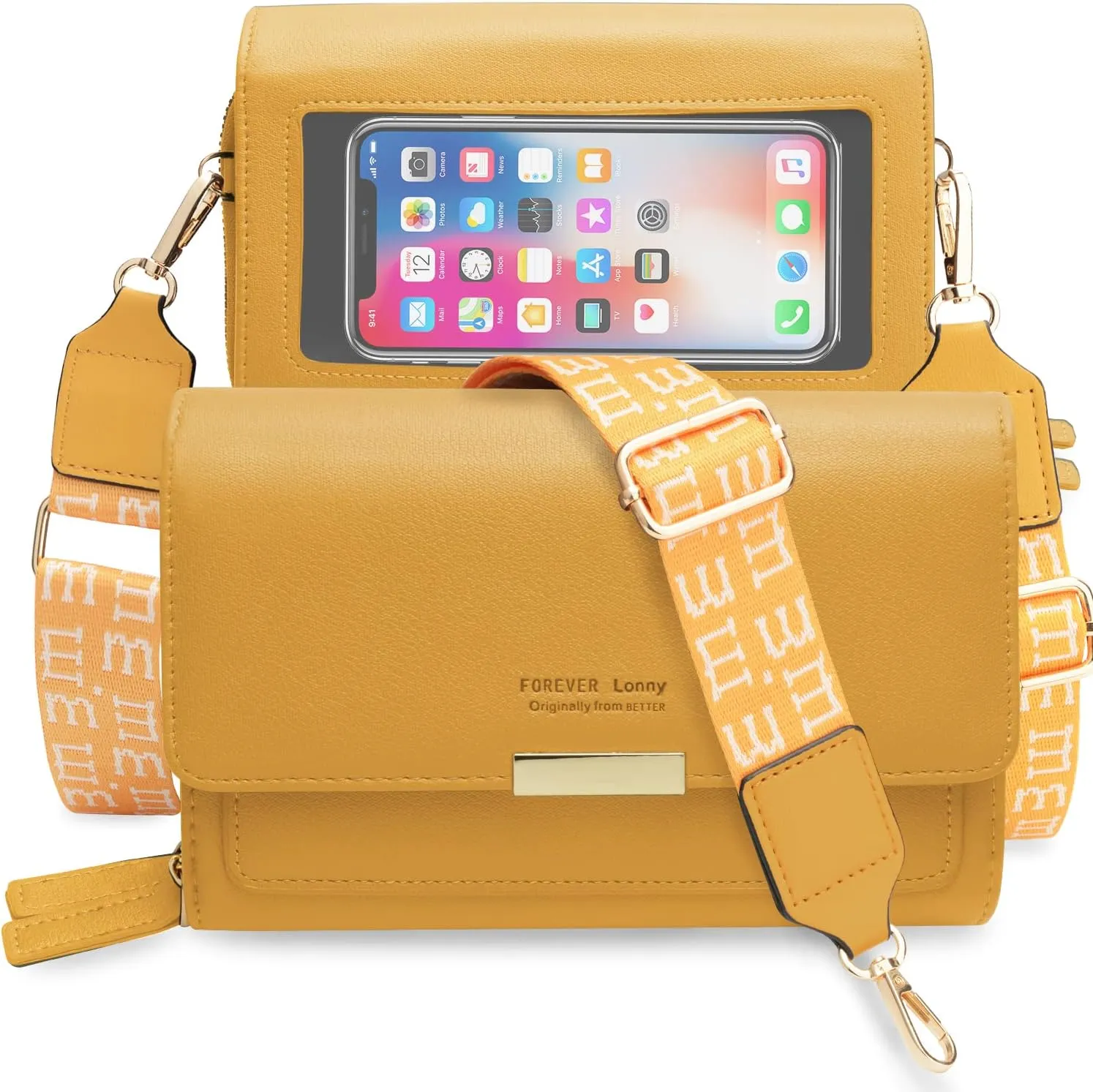 CrossBody Bags with Touchscreen Cell Phone Purse Window Zipper Pocket,RFID Blocking Card Holder iPhone bag for Women