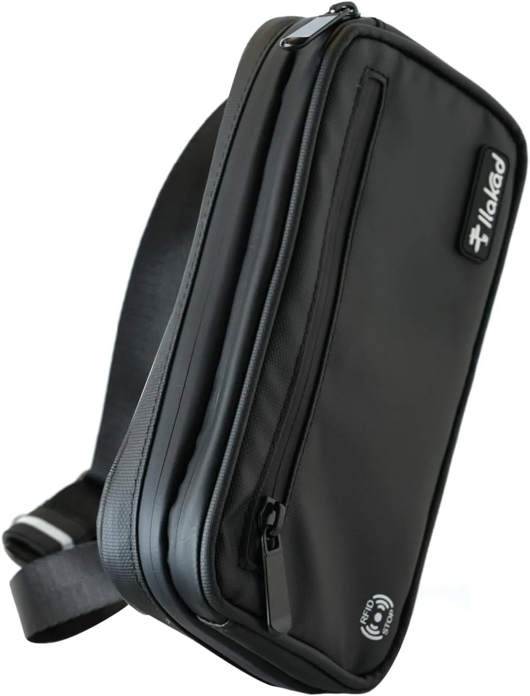 Crossbody Passport Holder Travel Bag Holds Four Passports, Phone, Boarding Pass and Documents with RFID Blocking and water resistant.
