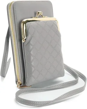 Crossbody Phone Bag, Kiss Lock Shoulder Purse for Women Small Wallet with Credit Card Slots
