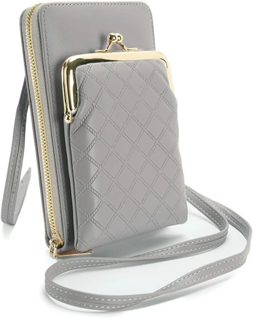 Crossbody Phone Bag, Kiss Lock Shoulder Purse for Women Small Wallet with Credit Card Slots