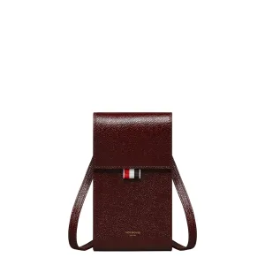 Crossbody Phone Holder with Flap in Pebble Lucido Leather