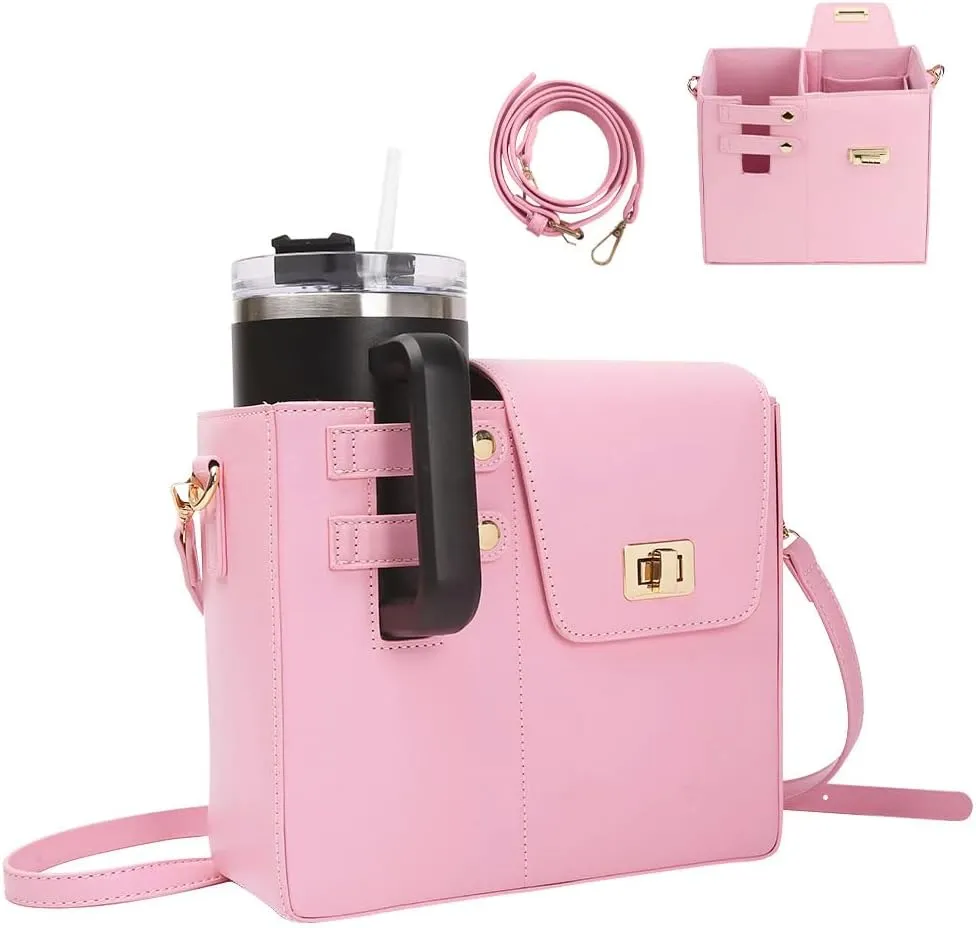 Crossbody Purse with Water Bottle Holder, Multifunctional, Compatible with Many Cups