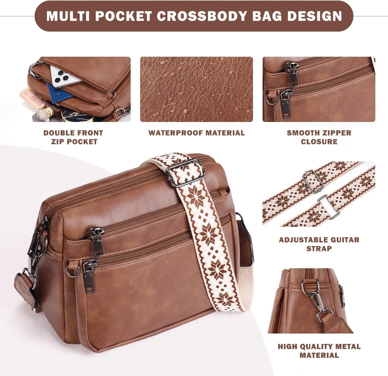 Crossbody Purses for Women Trendy,Vegan Leather Crossbody Bags,Cell Phone Camera Shoulder Handbags with Card Slots
