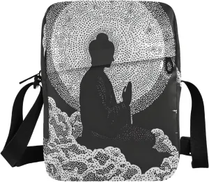 Crossbody Sling Bag East Statue Print for Women Men, Small Purse with Phone Card Passport Compartment 6.6×9.4×2.5 IN
