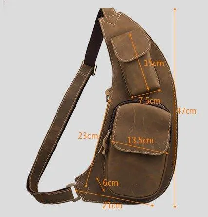 Crossbody Sling Bag Mens Crazy Horse Leather