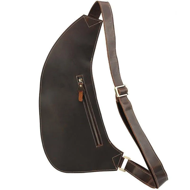 Crossbody Sling Bag Mens Crazy Horse Leather