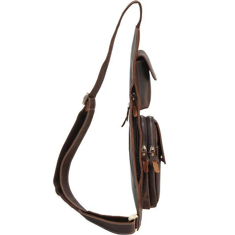Crossbody Sling Bag Mens Crazy Horse Leather