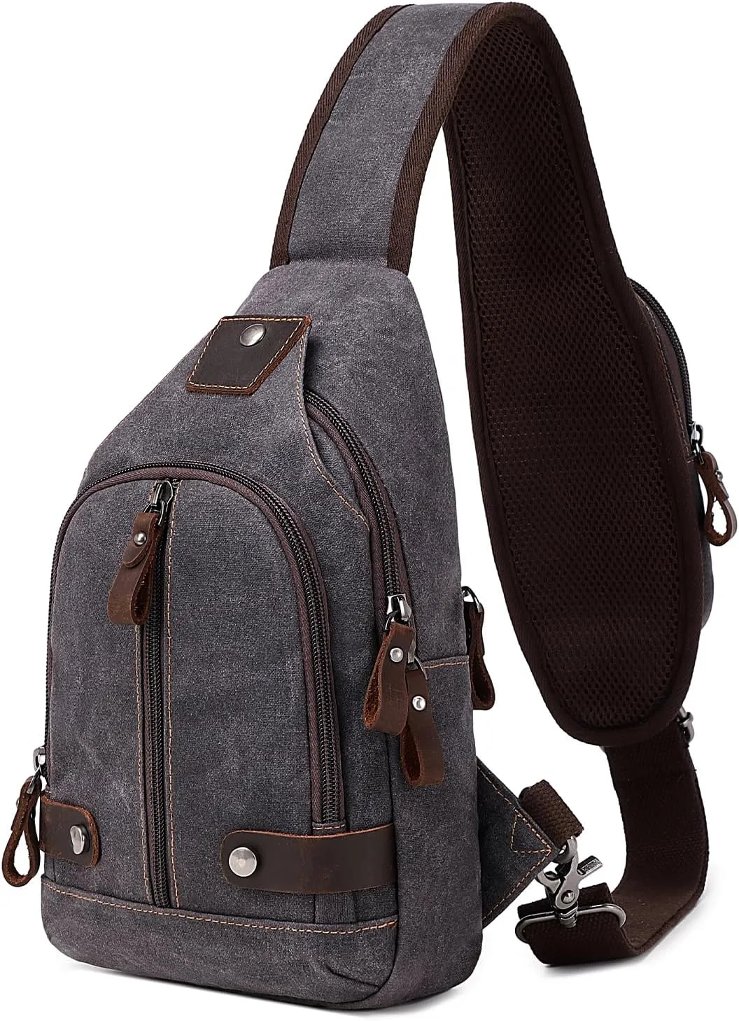 Crossbody Sling Bag Waxed Canvas Leather Shoulder Chest Bag for Men Daypack