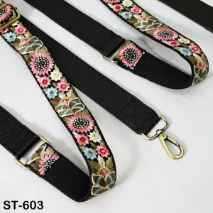 Crossbody Strap Replacement Black Leather Handbag Boho Messanger Bag Adjustable Strap Purses, Laptop Bags Embroidery Christmas Gift Mother