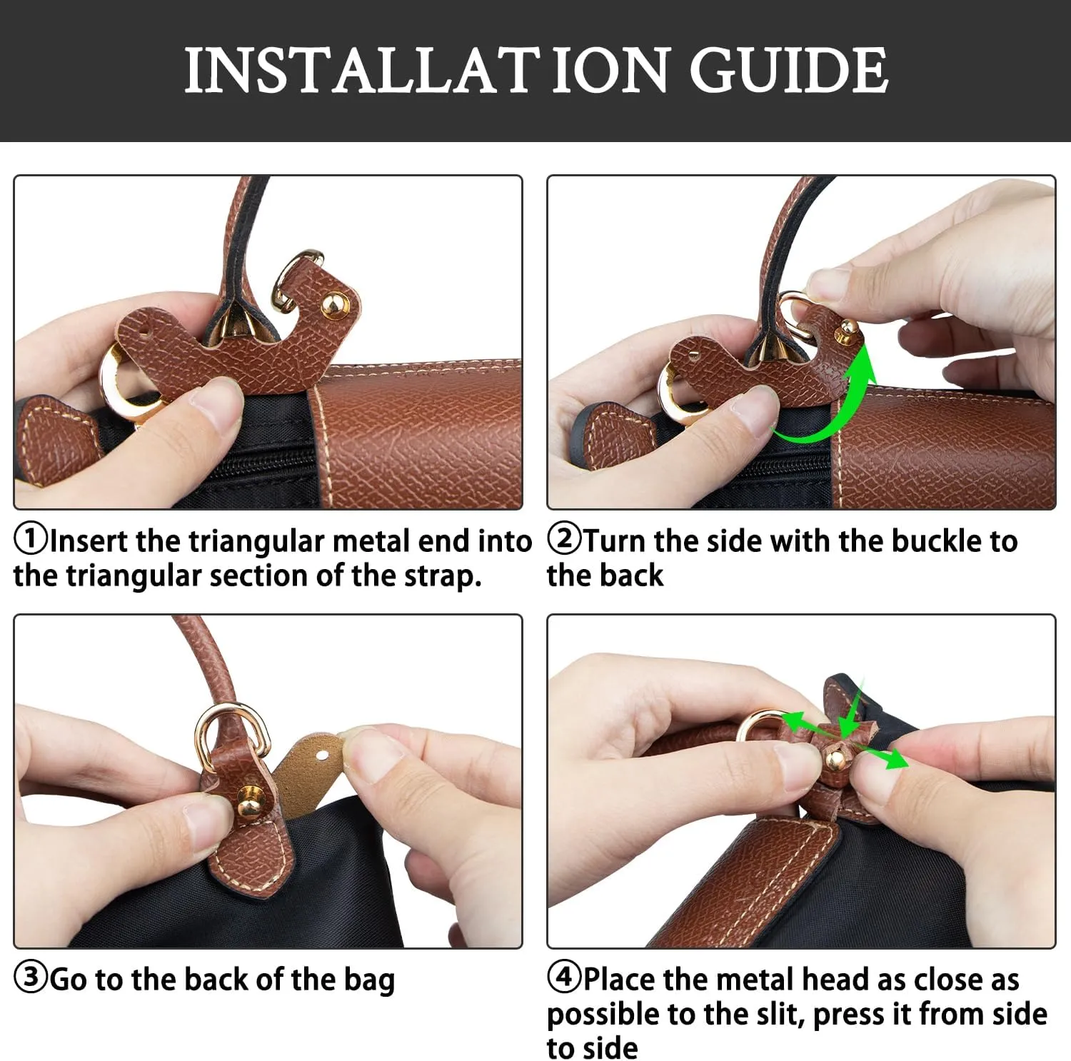 Crossbody Strap Replacement for Longchamp Pouch with Handle Mini Bag Adjustable Conversion Kit for Long Champ(Width:9mm,Color:Black)