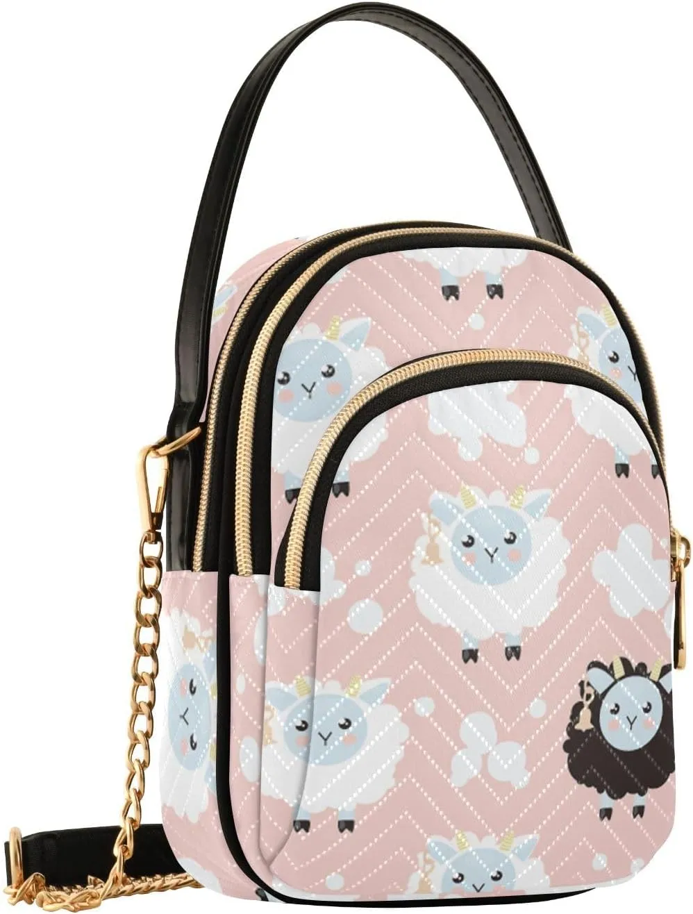 Cute Sheep Bell Crossbody Bags for Women Hand Bag Small Sling Shoulder Travel Bags Mini Phone Walley Purse