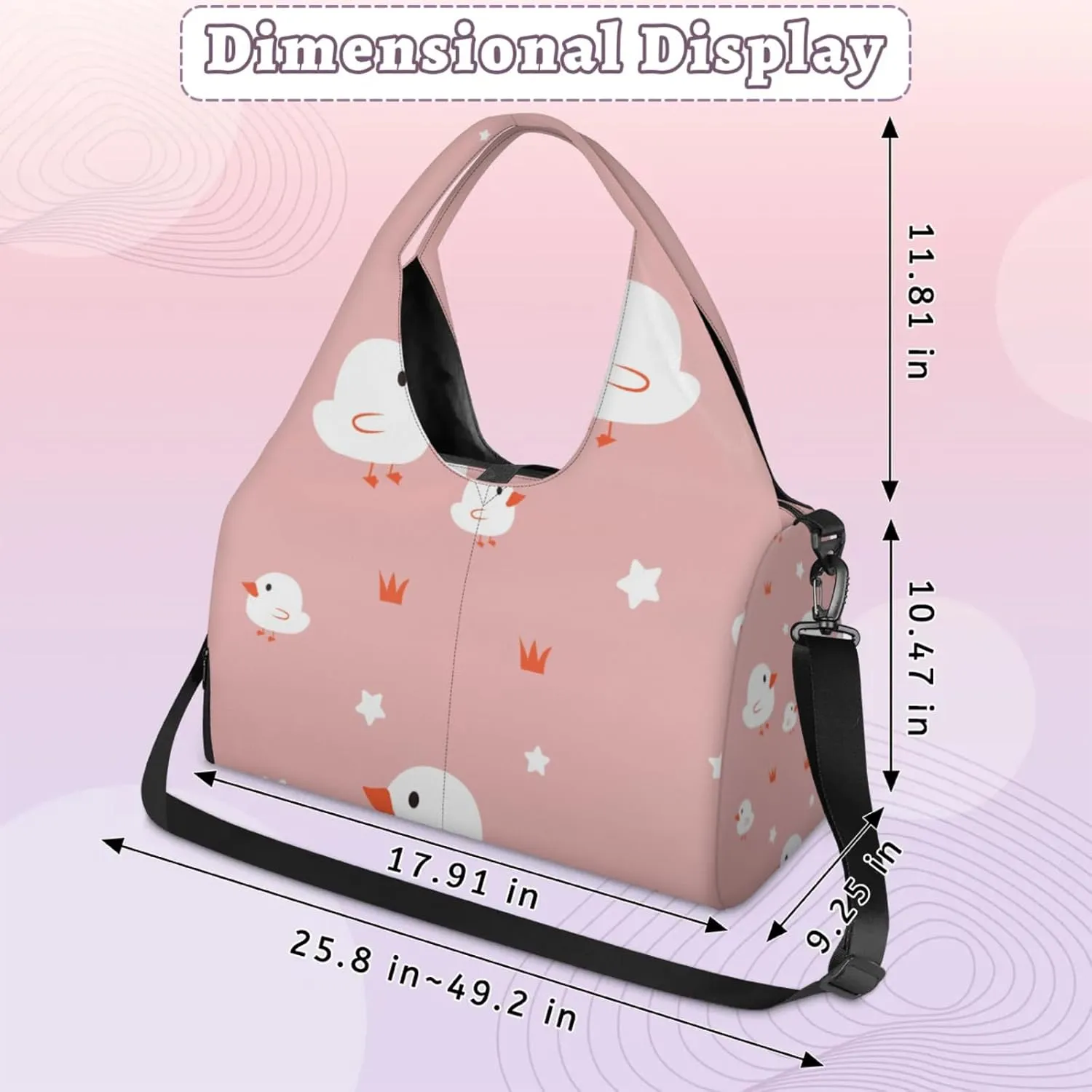 Cute White Ducks Gym Bag Yoga Mat Tote for Women with Shoes Compartment Lightweight Duffle Travel Carrier Wet Dry Storage Pockets Adjustable Pilates Mats Shoulder Bags for Sport Swim
