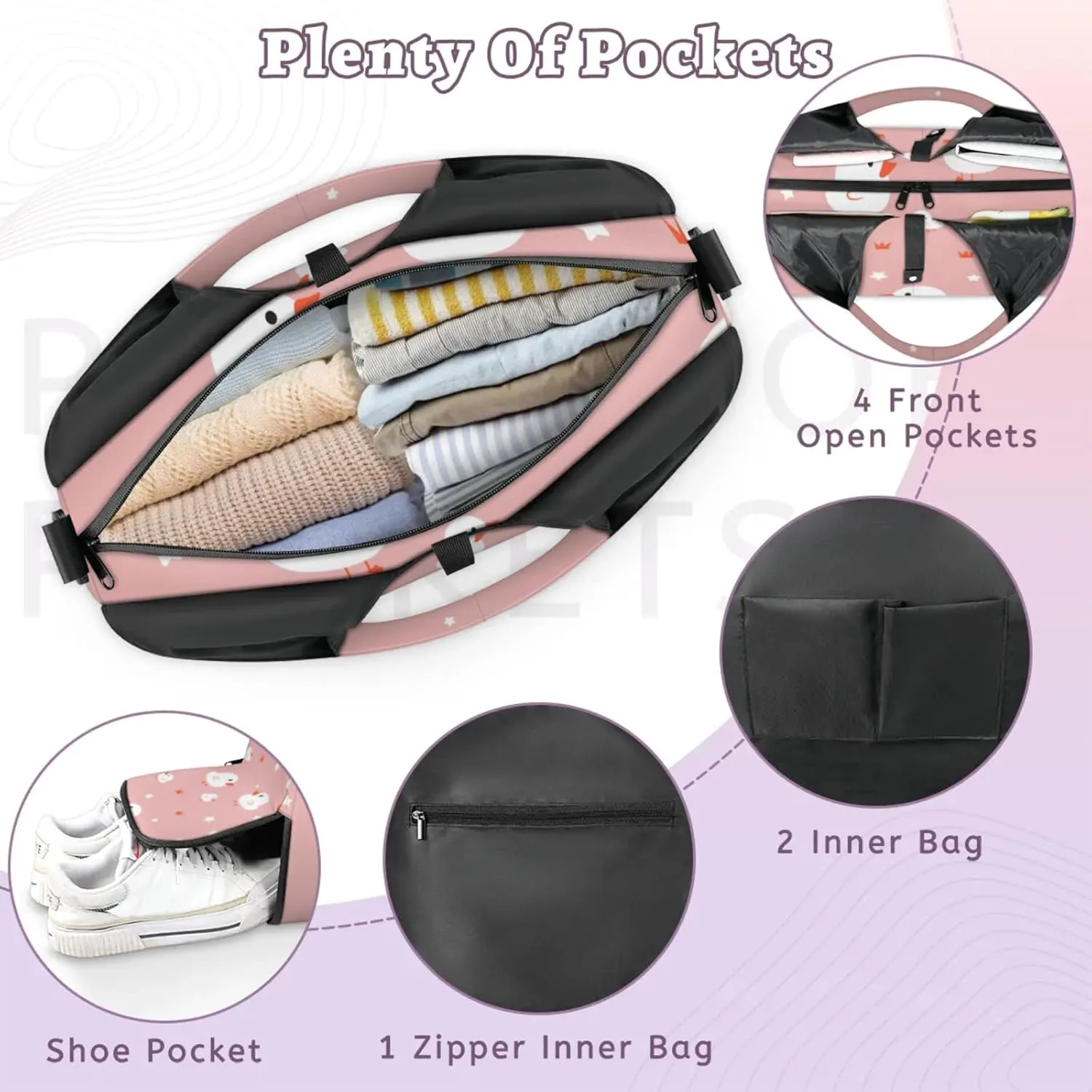 Cute White Ducks Gym Bag Yoga Mat Tote for Women with Shoes Compartment Lightweight Duffle Travel Carrier Wet Dry Storage Pockets Adjustable Pilates Mats Shoulder Bags for Sport Swim