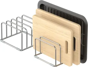 Cutting Board Holder Stand, Chopping Board Storage Rack, Cutting Board Organizer, 304 Stainless Steel Chopping Board Holder, Cookie Sheets Organizer 1.0 1.2 Inch Width Slots (2 PCS)